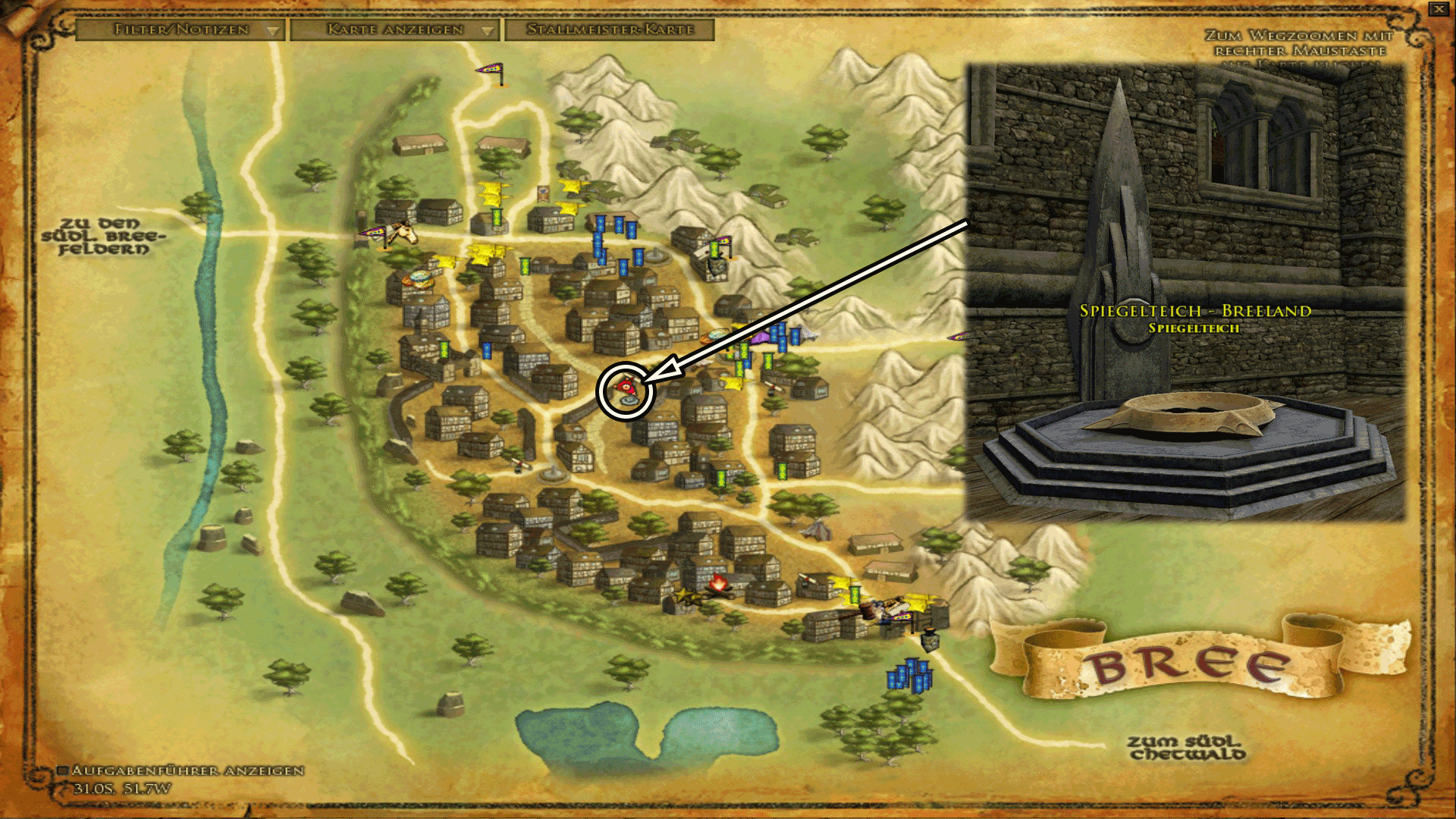 Spiegelteich in Bree - Karte anklicken um sie zu vergrößern Spiegelteich in Bree - Karte anklicken um sie zu vergrößern