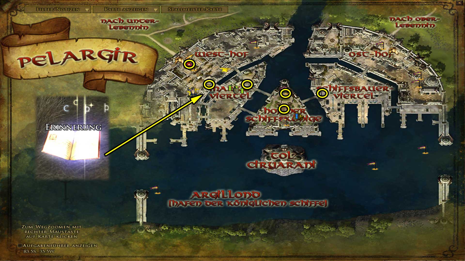 Erinnerungen in Pelargir (Karte anklicken zum vergrößern) Erinnerungen in Pelargir (Karte anklicken zum vergrößern)