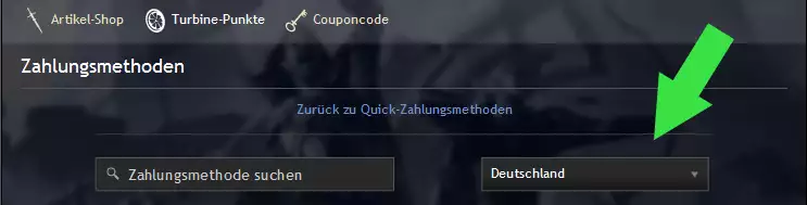 LOTRO Payment Method Country Dropdown DE
